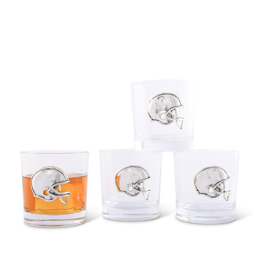 Football Helmet Bar Glass Set of 4 by Arthur Court Designs