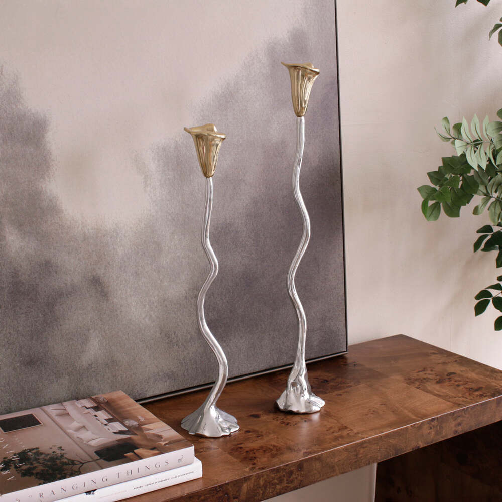 Garden Tulip Candlestick Holder 22" with Gold Tulip by Beatriz Ball 2