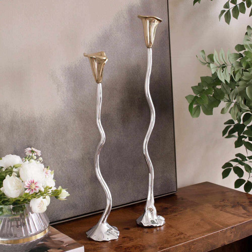 Garden Tulip Candlestick Holder 22" with Gold Tulip by Beatriz Ball 3