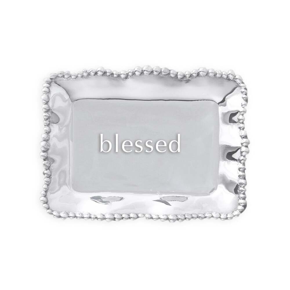 Giftables Organic Pearl Rectangular Engraved Tray - Blessed by Beatriz Ball 1