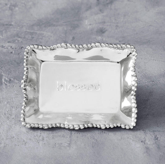 Giftables Organic Pearl Rectangular Engraved Tray - Blessed by Beatriz Ball