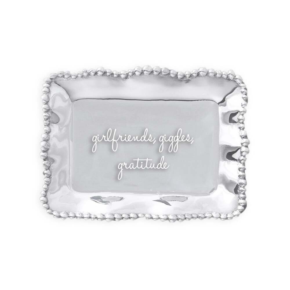 Giftables Organic Pearl Rectangular Engraved Tray - Girlfriends, Giggles, Gratitude by Beatriz Ball 1