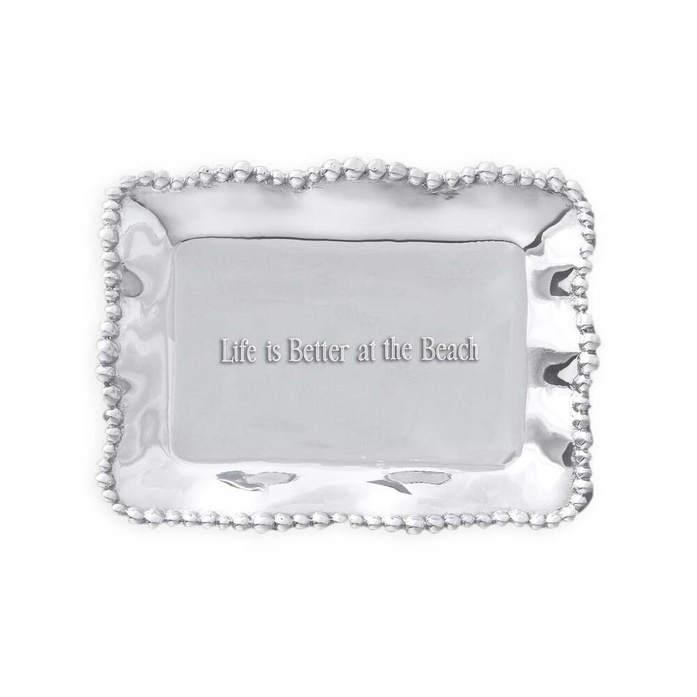 Giftables Organic Pearl Rectangular Engraved Tray "Life Is Better At The Beach" by Beatriz Ball 1