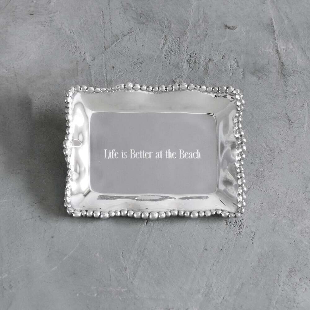 Giftables Organic Pearl Rectangular Engraved Tray "Life Is Better At The Beach" by Beatriz Ball
