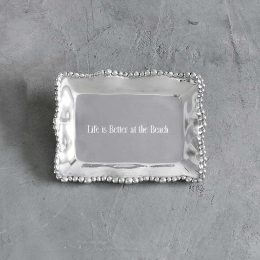 Giftables Organic Pearl Rectangular Engraved Tray "Life Is Better At The Beach" by Beatriz Ball