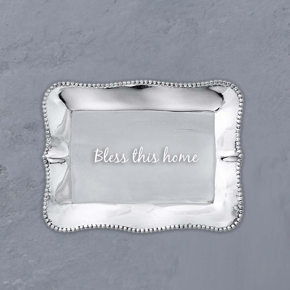 Giftables Pearl Denisse Rectangular Engraved Tray "Bless This Home" by Beatriz Ball