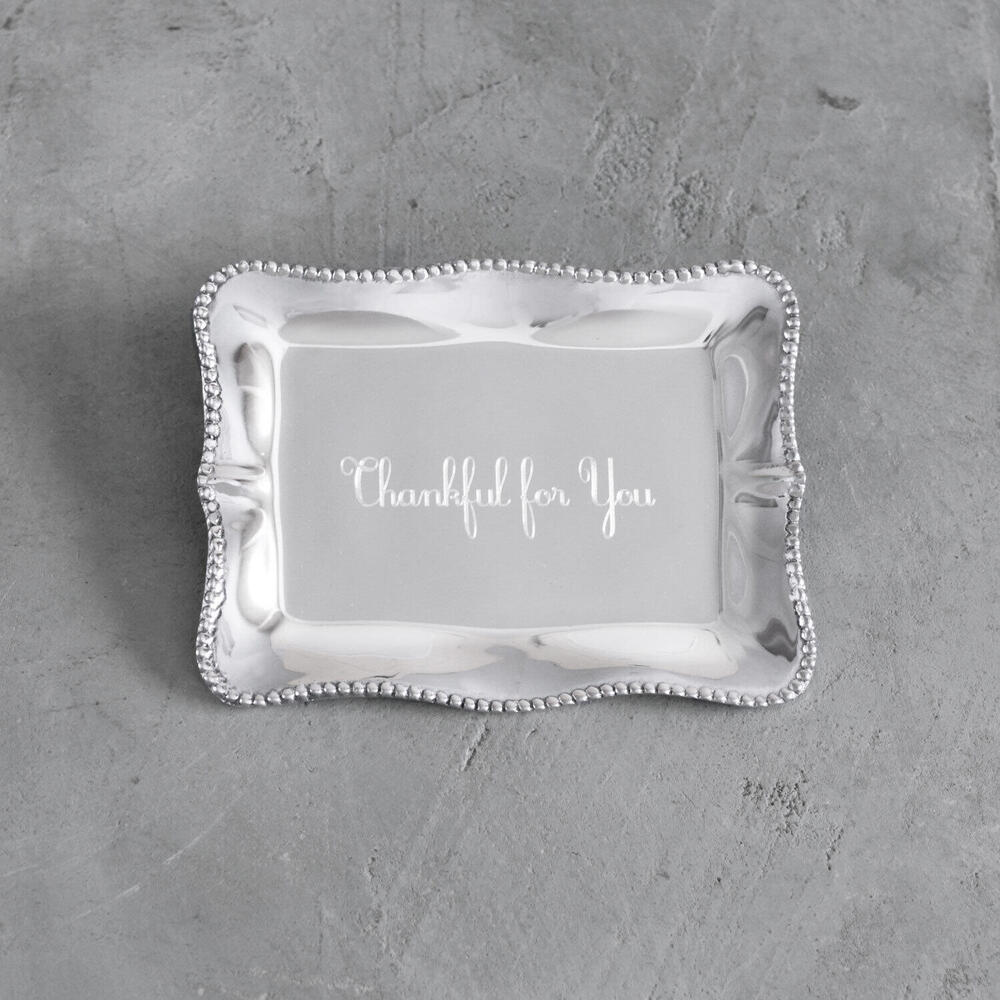 Giftables Pearl Denisse Rectangular Engraved Tray - Thankful For You by Beatriz Ball