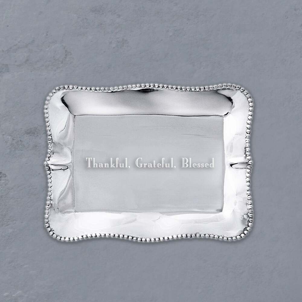 Giftables Pearl Denisse Rectangular Engraved Tray "Thankful, Grateful, Blessed" by Beatriz Ball