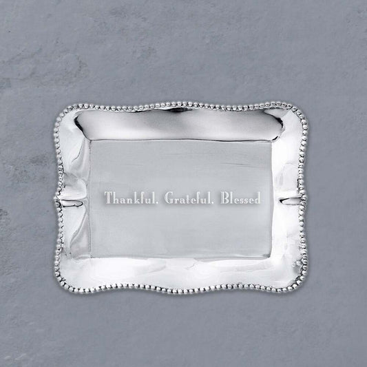 Giftables Pearl Denisse Rectangular Engraved Tray "Thankful, Grateful, Blessed" by Beatriz Ball