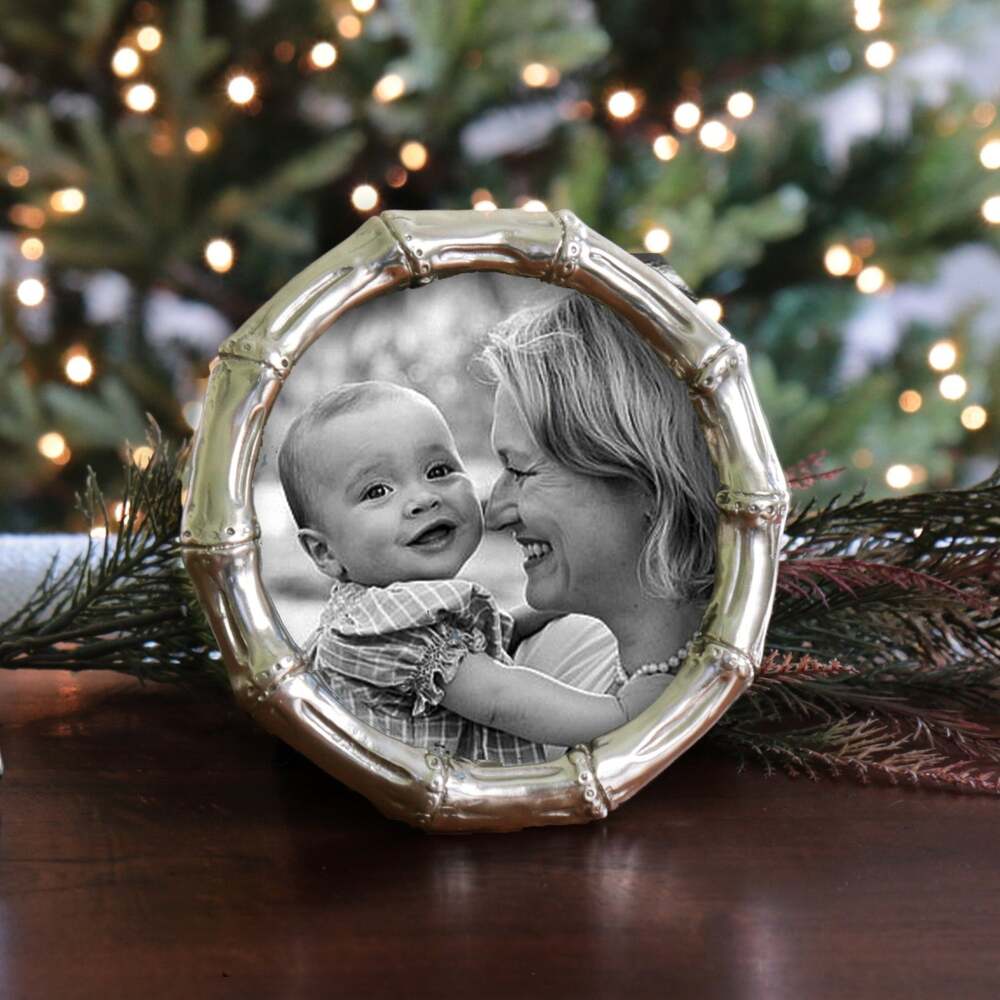 Giftables Sierra Modern Bamboo 5" x 5" Round Frame - Gold by Beatriz Ball