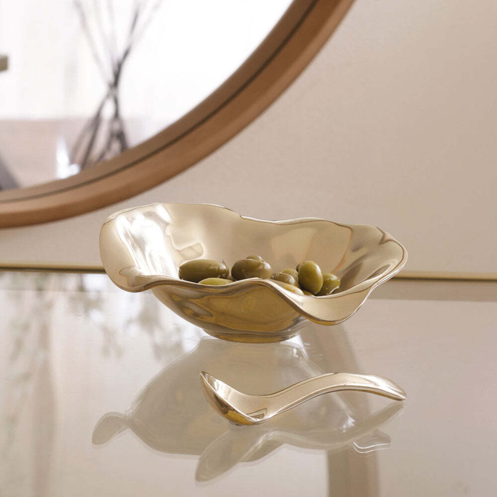 Giftables Sierra Modern Small Oval Bowl with Spoon - Shiny Gold by Beatriz Ball 2