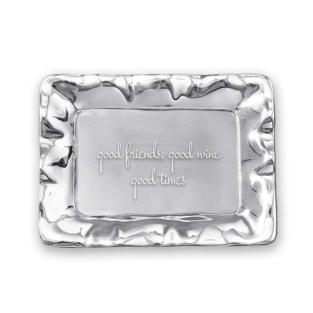 Giftables Vento Rectangular Engraved Tray "Good Friends, Good Wine, Good Times" by Beatriz Ball 1