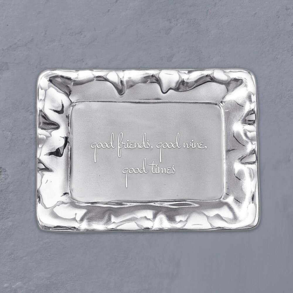 Giftables Vento Rectangular Engraved Tray "Good Friends, Good Wine, Good Times" by Beatriz Ball