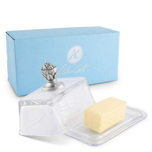 Glass Butter Dish - Concho by Arthur Court Designs