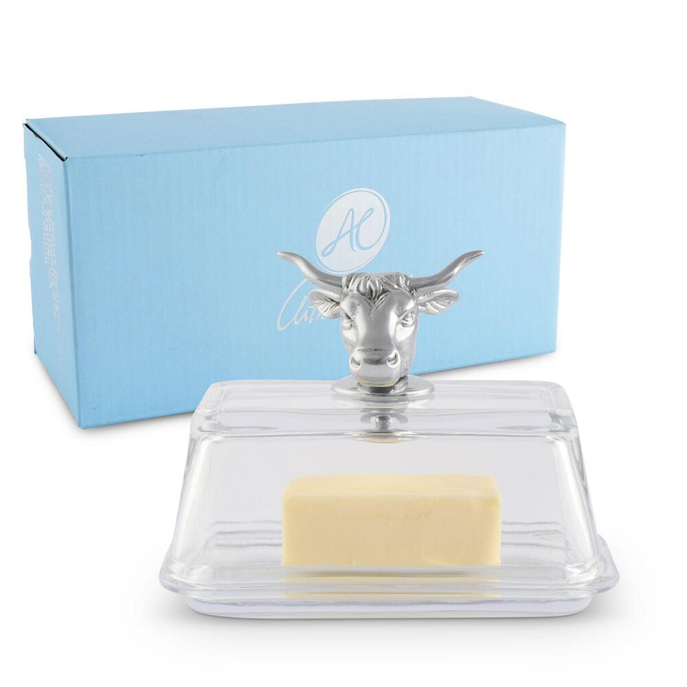Glass Butter Dish - Cow by Arthur Court Designs 4