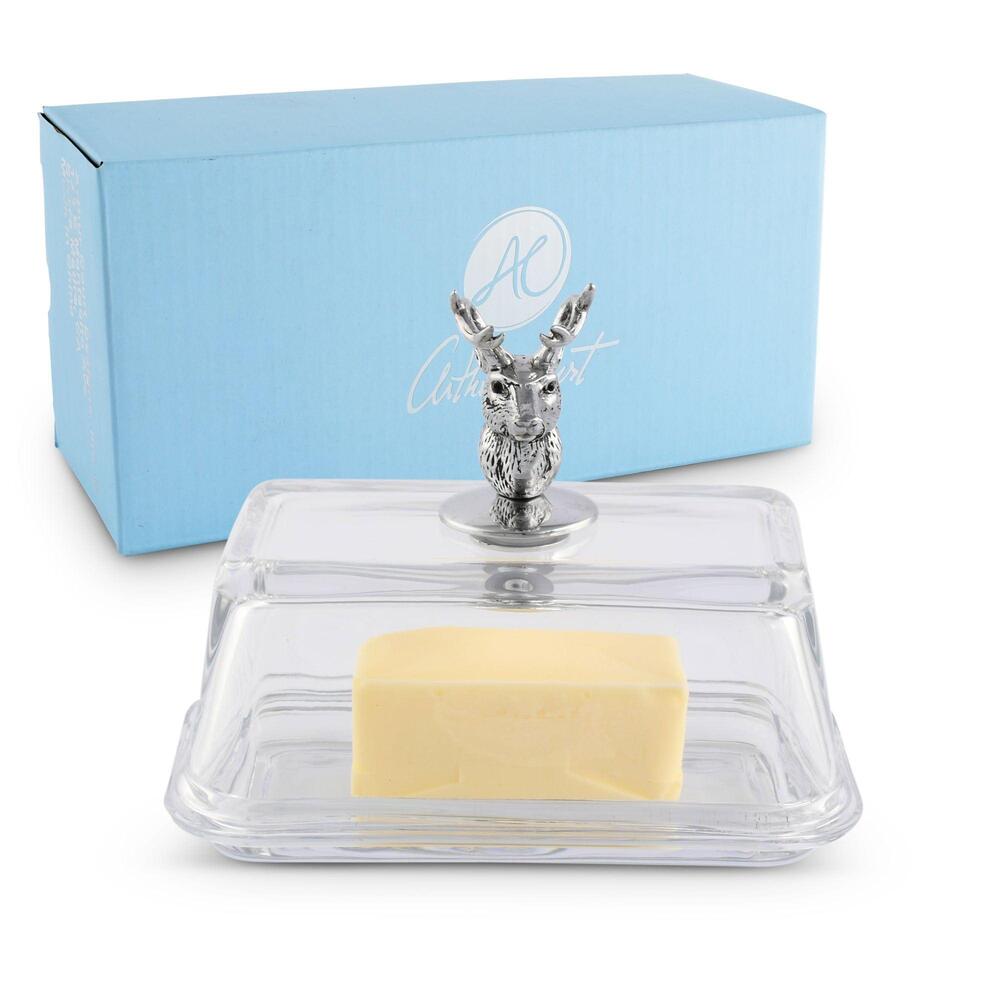 Glass Butter Dish - Elk by Arthur Court Designs 4