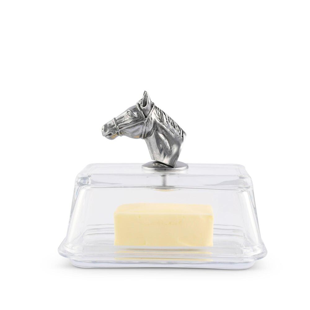 Glass Butter Dish - Horse Head by Arthur Court Designs 1