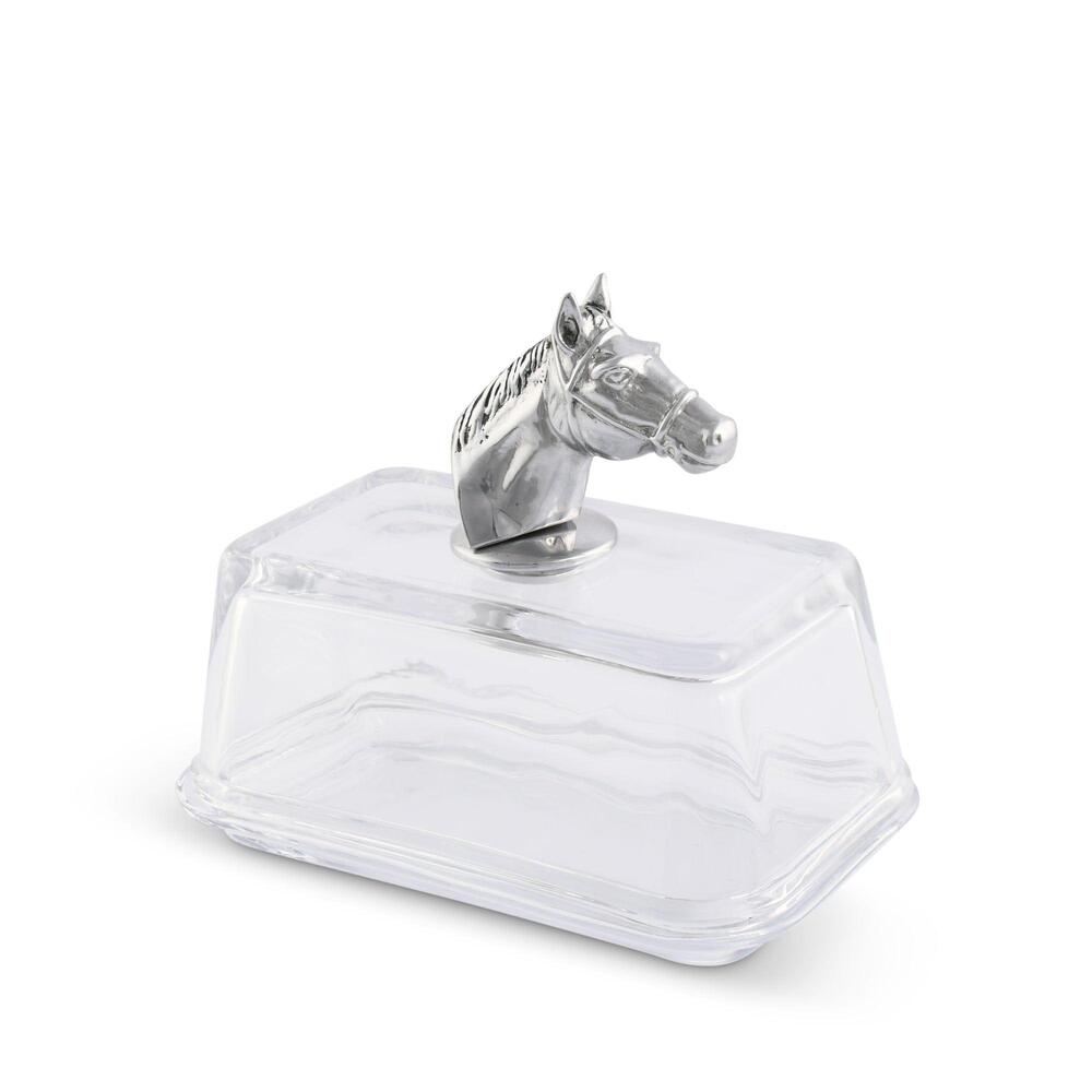 Glass Butter Dish - Horse Head by Arthur Court Designs 2