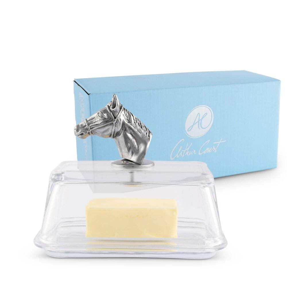 Glass Butter Dish - Horse Head by Arthur Court Designs 4