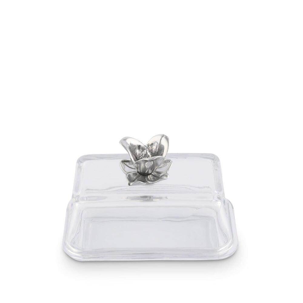 Glass Butter Dish - Magnolia by Arthur Court Designs 3