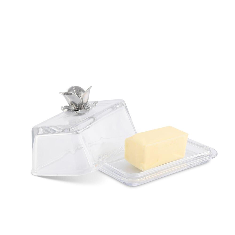 Glass Butter Dish - Magnolia by Arthur Court Designs