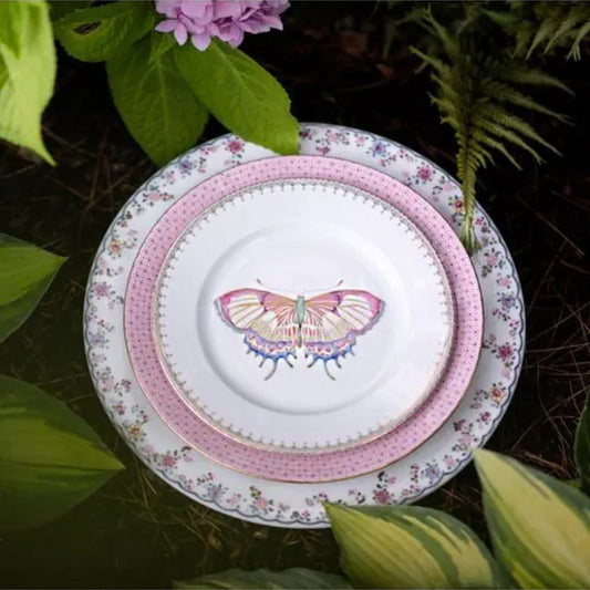 Golden Teardrop Butterfly Dessert Plate by Mottahedeh Additional Image -1