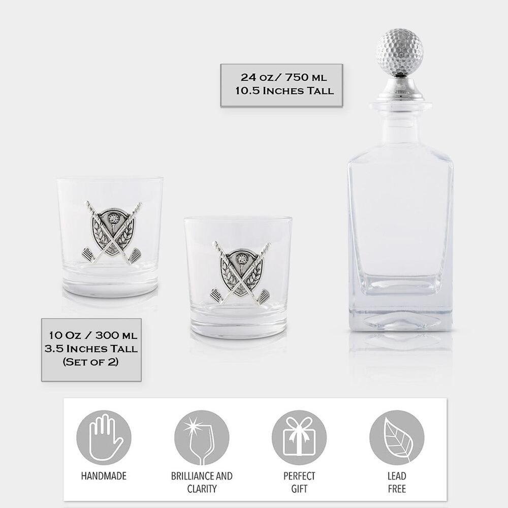 Golf Decanter Set with Pair Glasses by Vagabond House 2