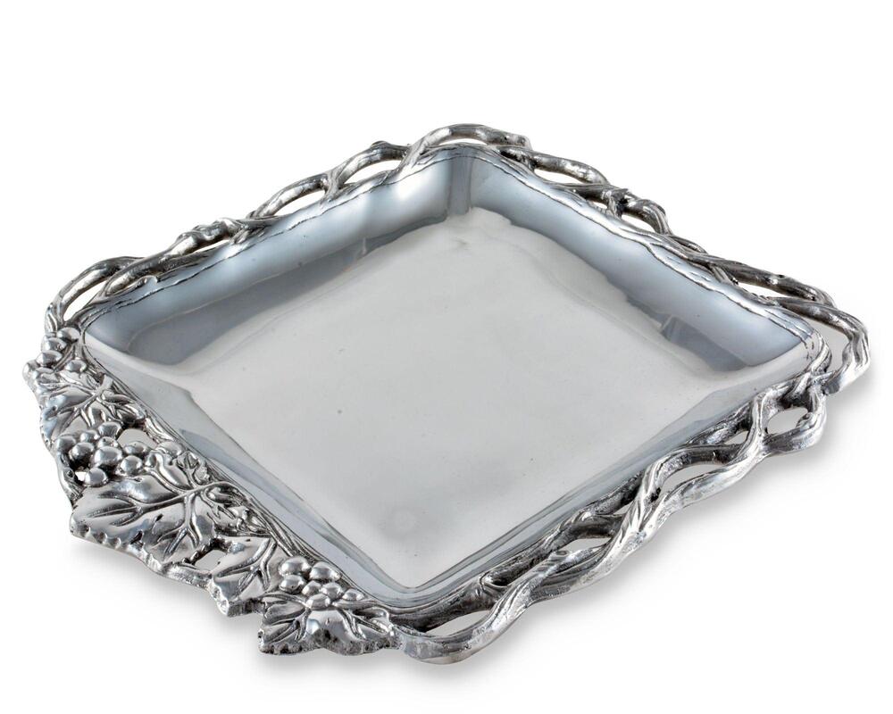 Grape Open Vine 12" Square Tray by Arthur Court Designs 1
