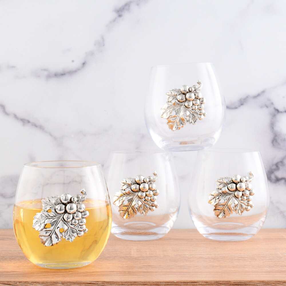 Grape Stemless Wine Glass - Set of 4 by Arthur Court Designs 1