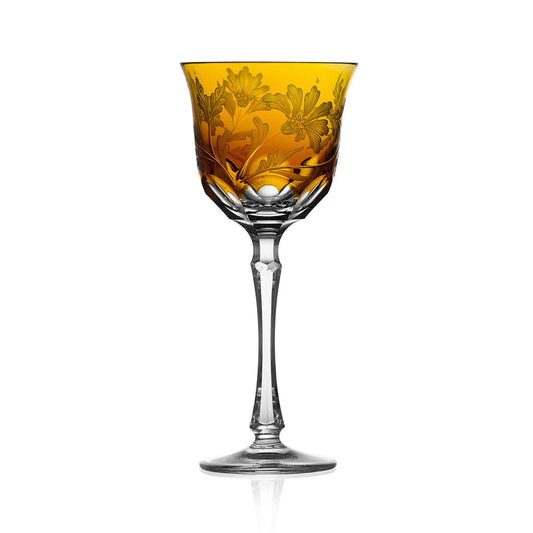 Green Derby Panel Amber Water Glass by Varga Crystal