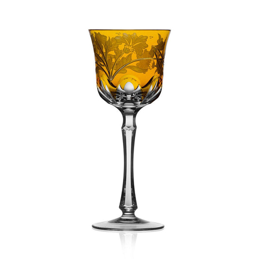 Green Derby Panel Amber Wine Hock by Varga Crystal