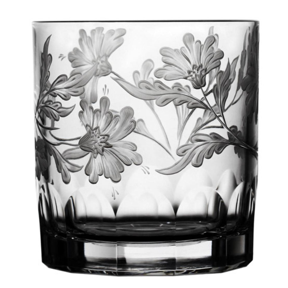 Green Derby Panel Clear Double Old Fashioned Glass by Varga Crystal