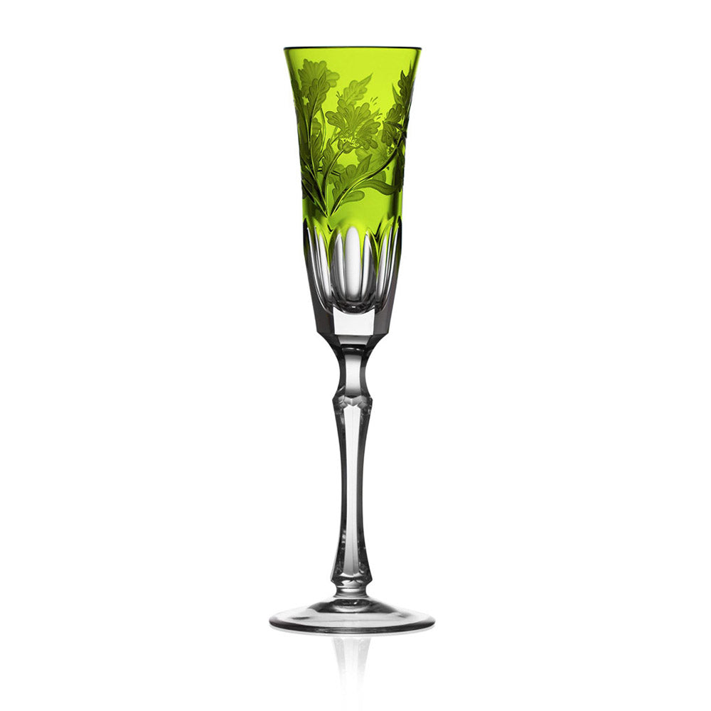 Green Derby Panel Yellow-Green Flute by Varga Crystal
