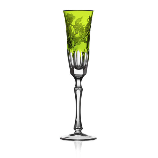 Green Derby Panel Yellow-Green Flute by Varga Crystal