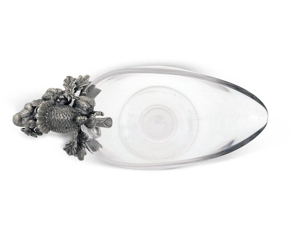 Hand Blown Glass Gravy Boat Pewter Harvest Turkey by Vagabond House 6