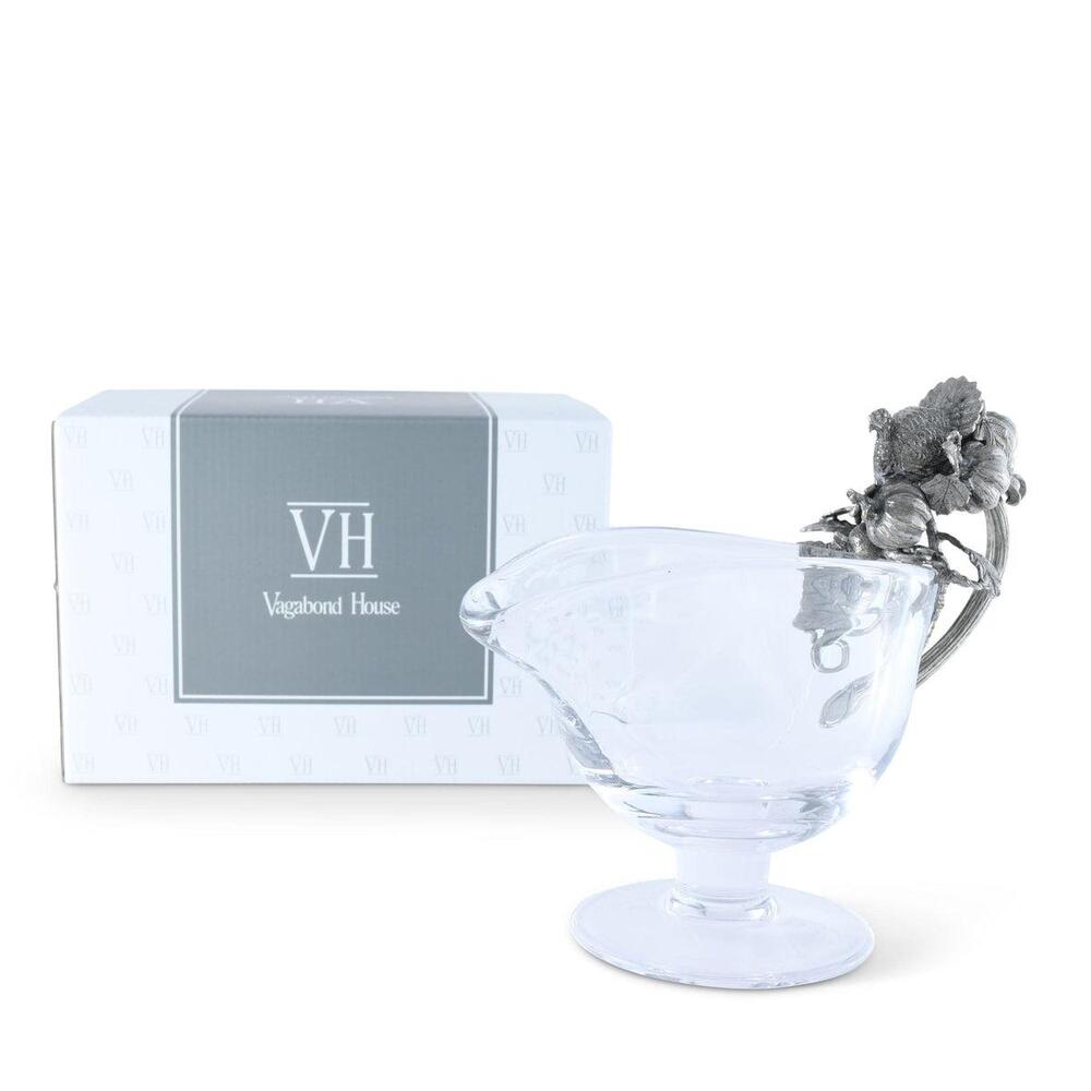 Hand Blown Glass Gravy Boat Pewter Harvest Turkey by Vagabond House 7