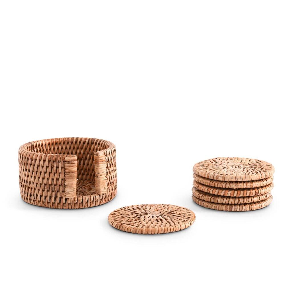 Hand Woven Rattan Wicker Coaster Set - 6 Coasters by Vagabond House 1
