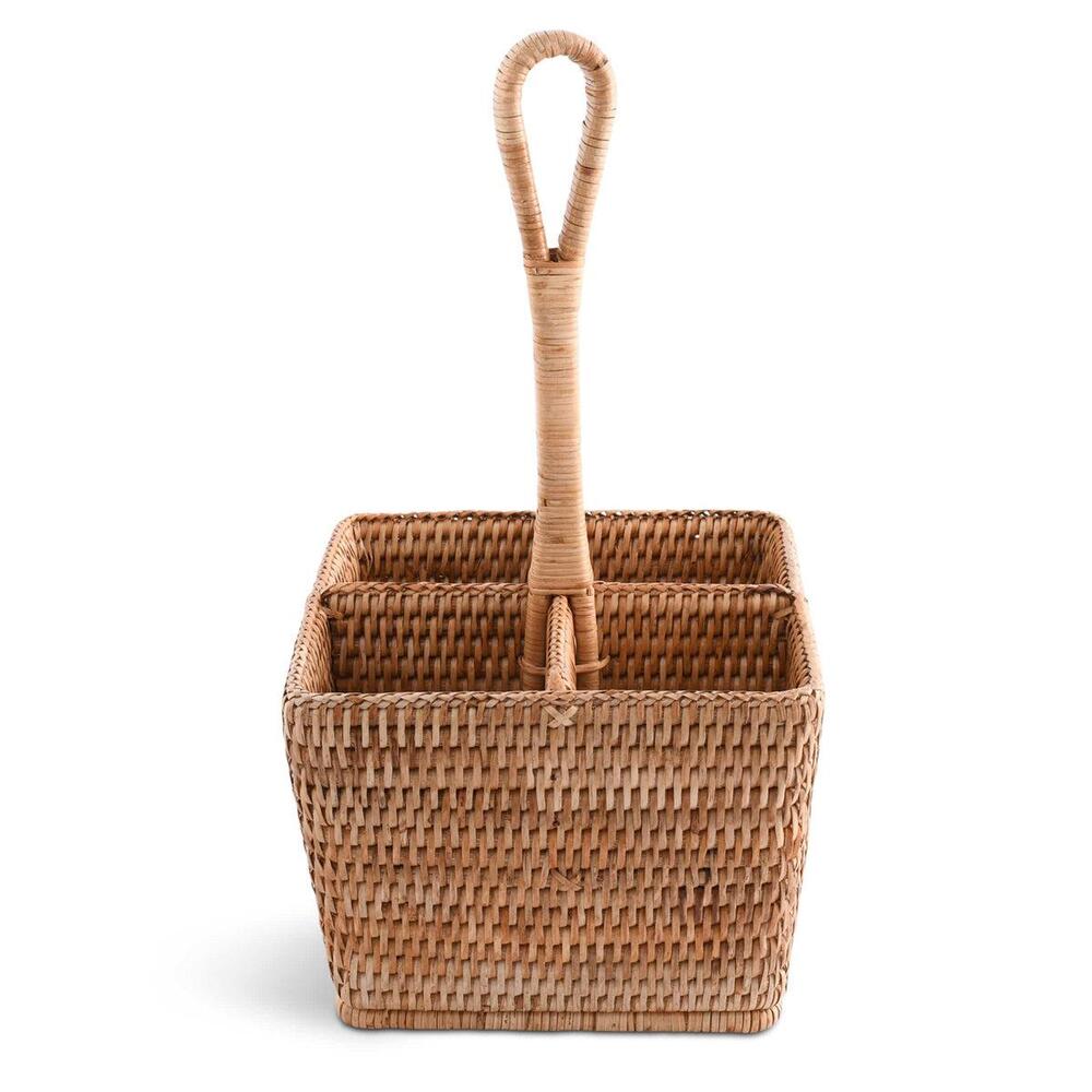 Hand Woven Rattan Wicker Flatware Caddy by Vagabond House 2