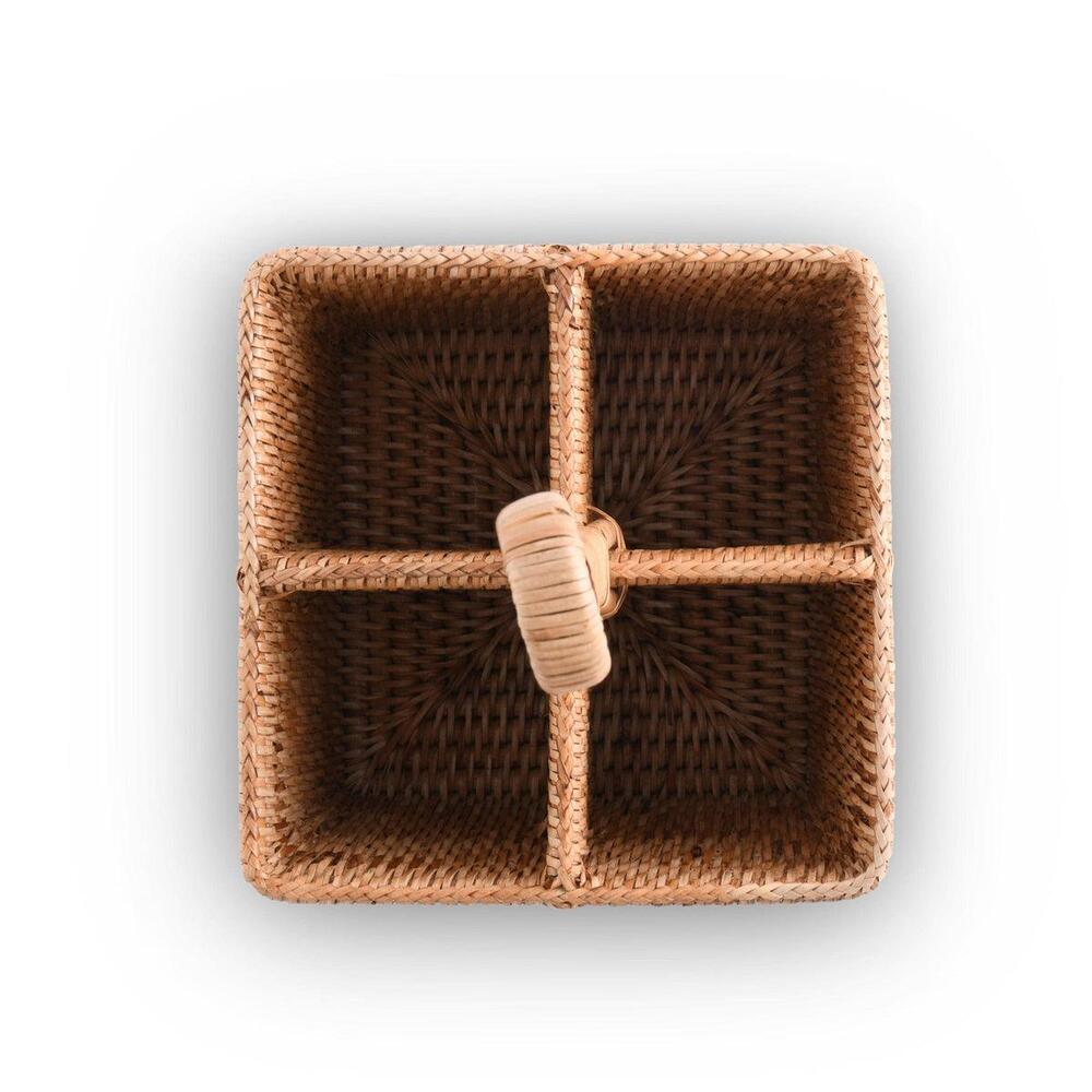 Hand Woven Rattan Wicker Flatware Caddy by Vagabond House 3