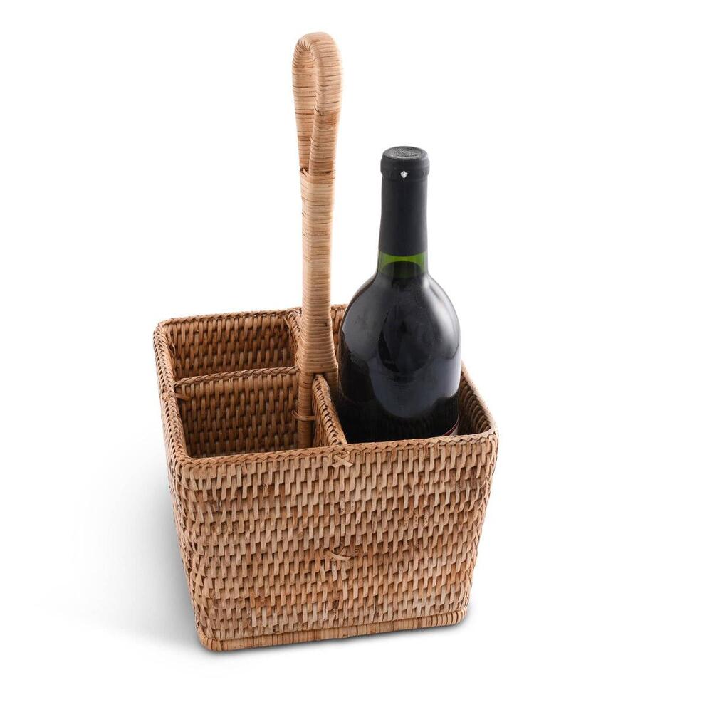 Hand Woven Rattan Wicker Flatware Caddy by Vagabond House 5