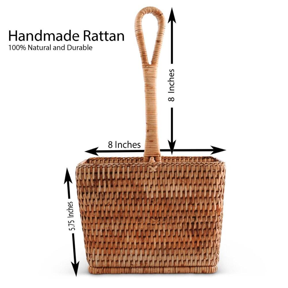 Hand Woven Rattan Wicker Flatware Caddy by Vagabond House 6