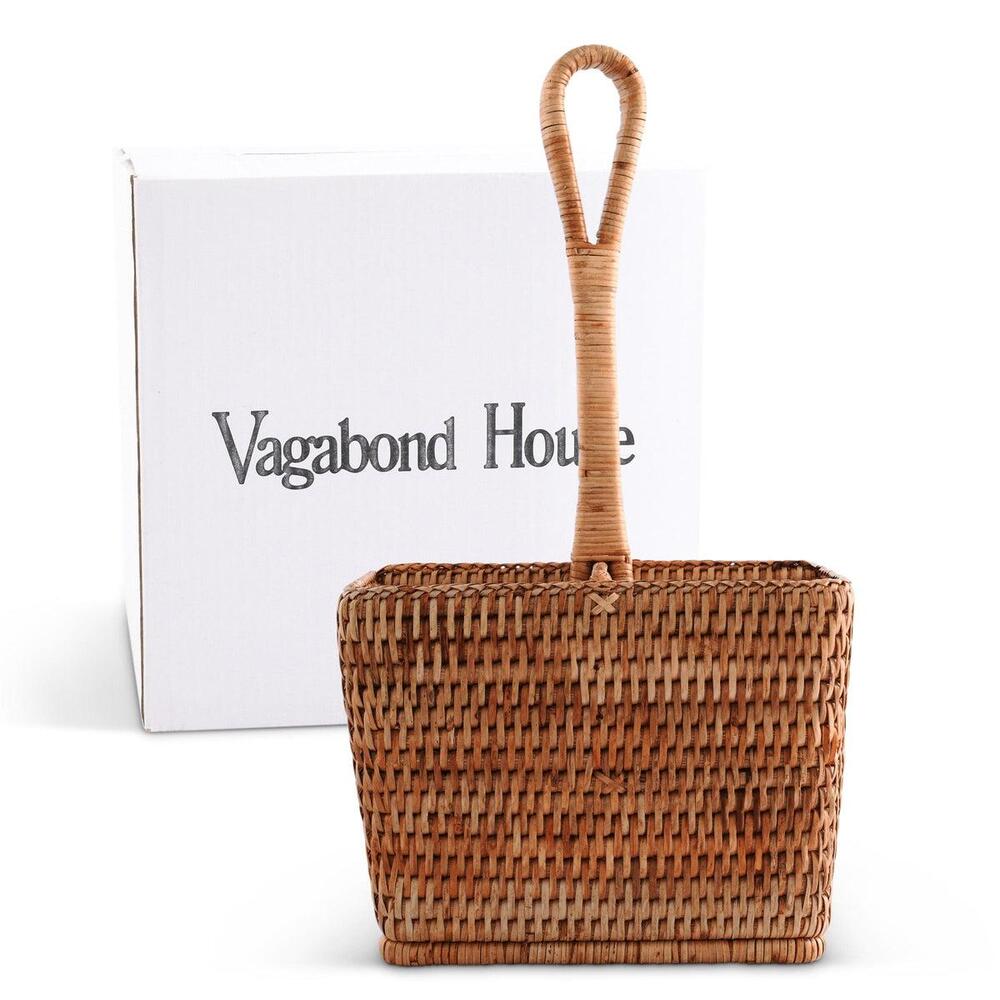 Hand Woven Rattan Wicker Flatware Caddy by Vagabond House 7