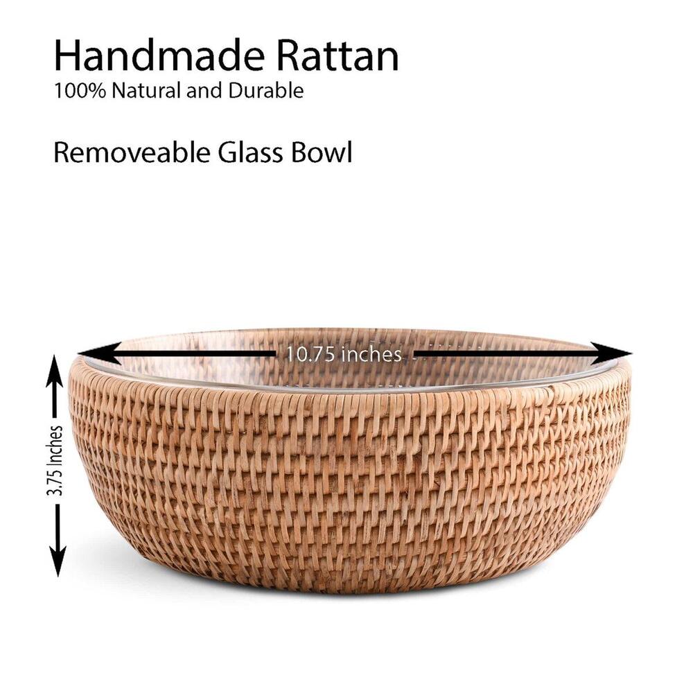 Hand Woven Serving Bowl Rattan by Vagabond House 4
