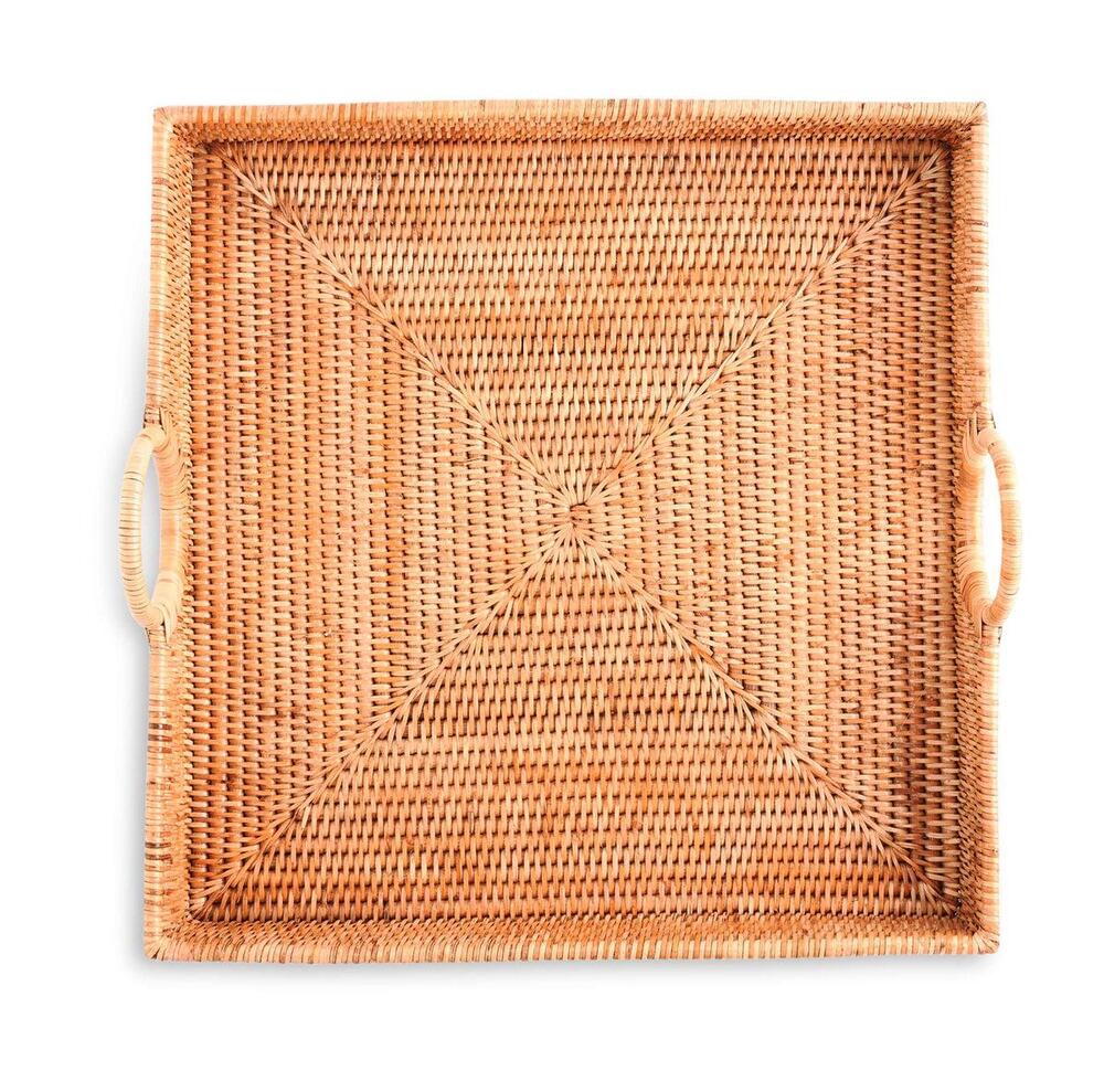 Hand Woven Wicker Rattan Large Square Tray by Vagabond House 2