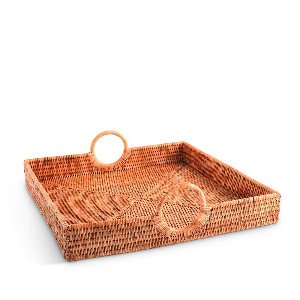 Hand Woven Wicker Rattan Large Square Tray by Vagabond House