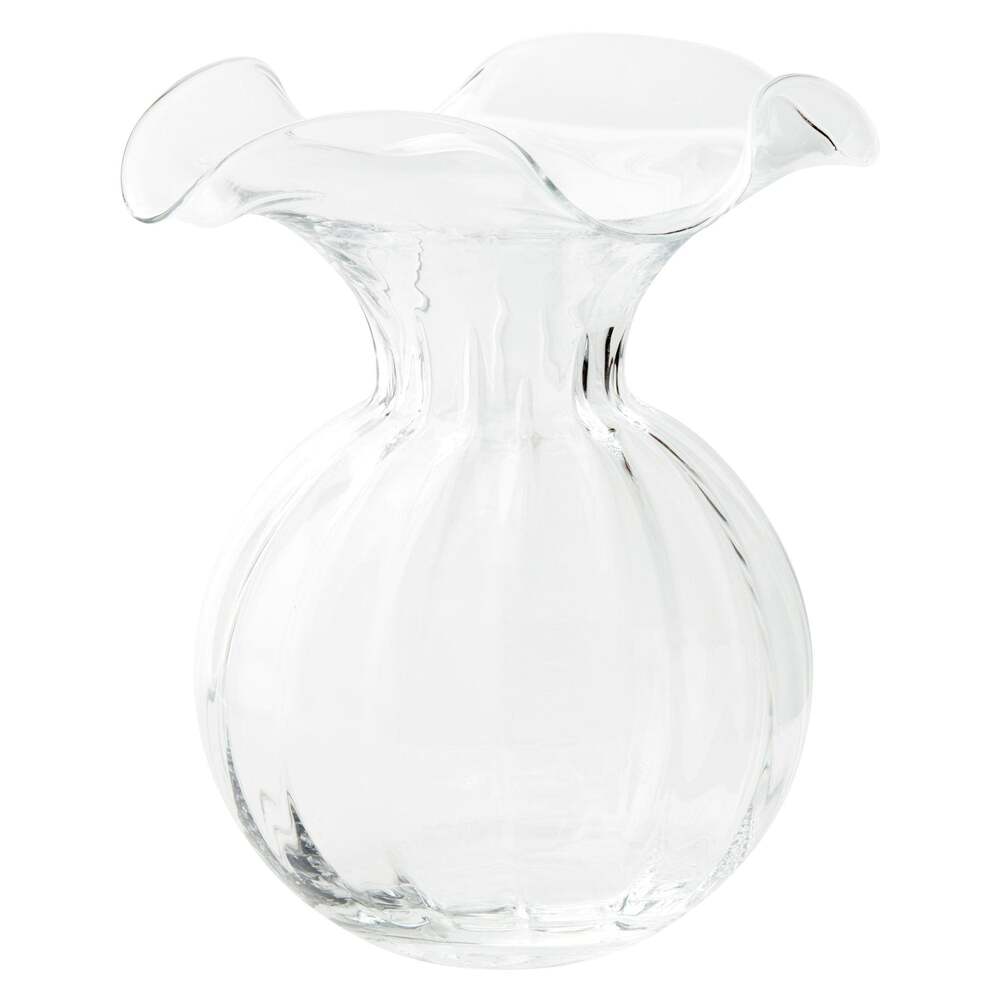 Hibiscus Glass Clear Large Fluted Vase by VIETRI