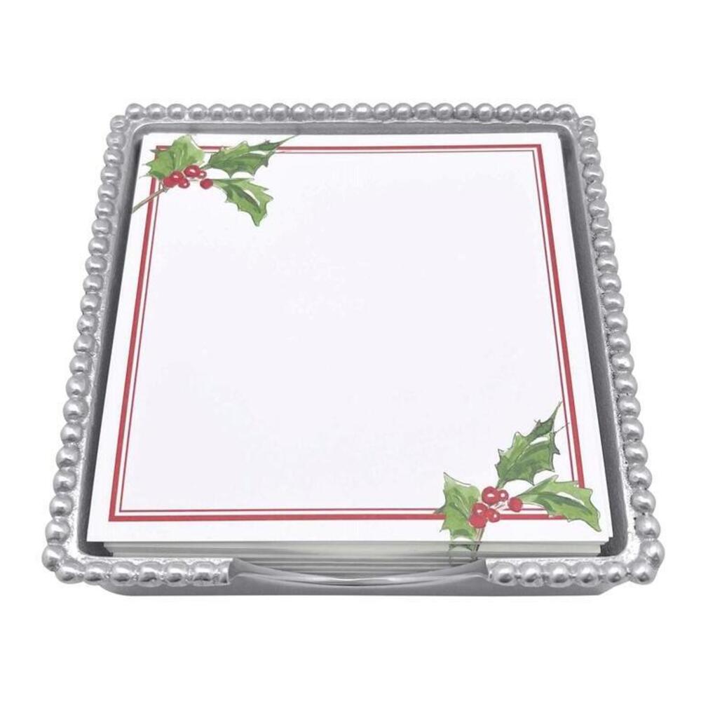 Holly Berry Beaded Note Pad Holder by Mariposa