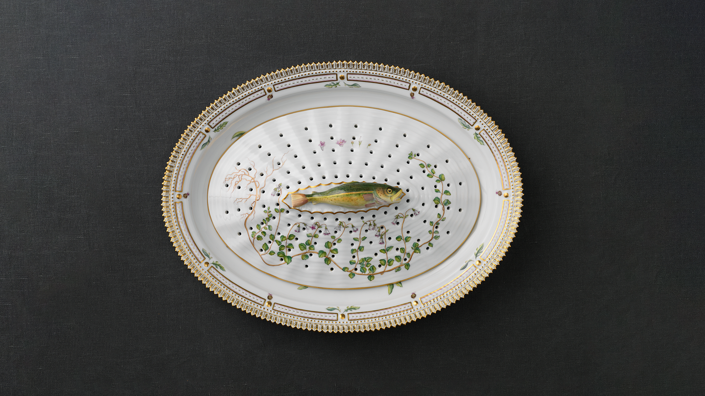 Flora Danica Fish Strainer with Dish by Royal Copenhagen