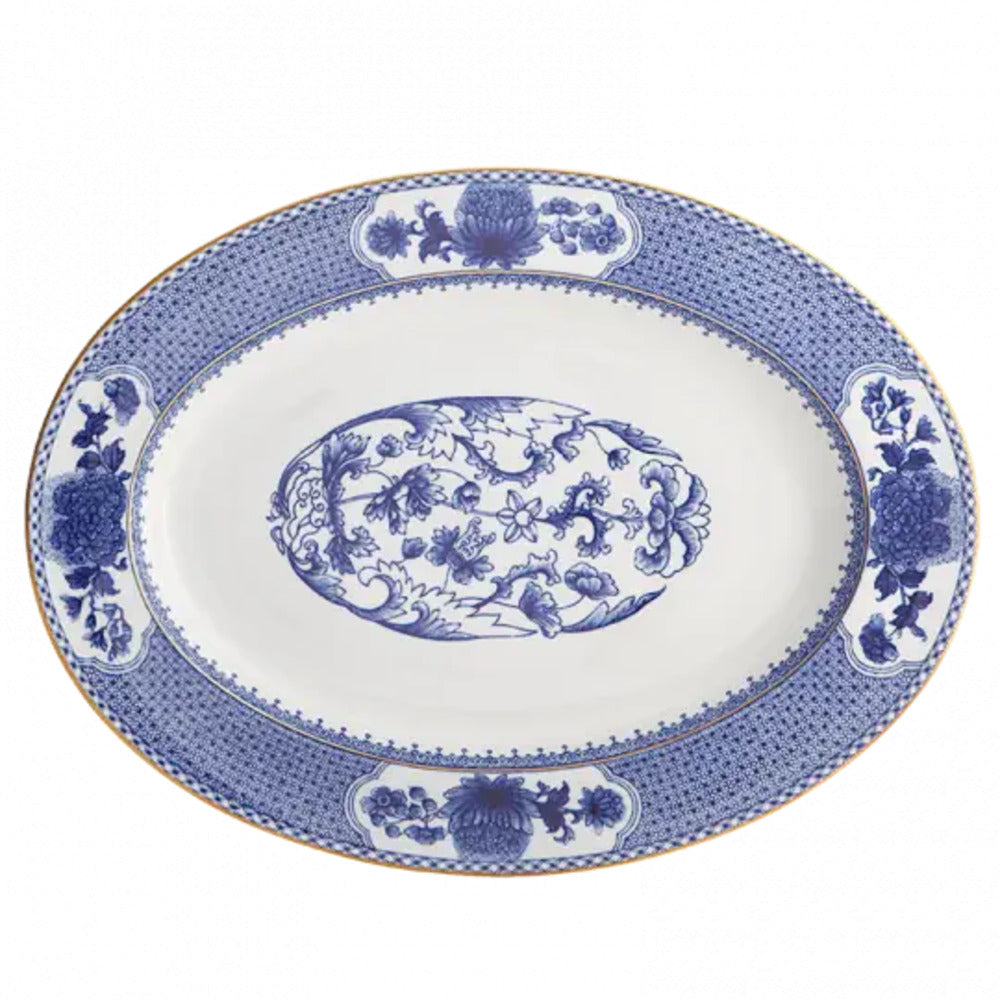 Imperial Blue Oval Platter by Mottahedeh