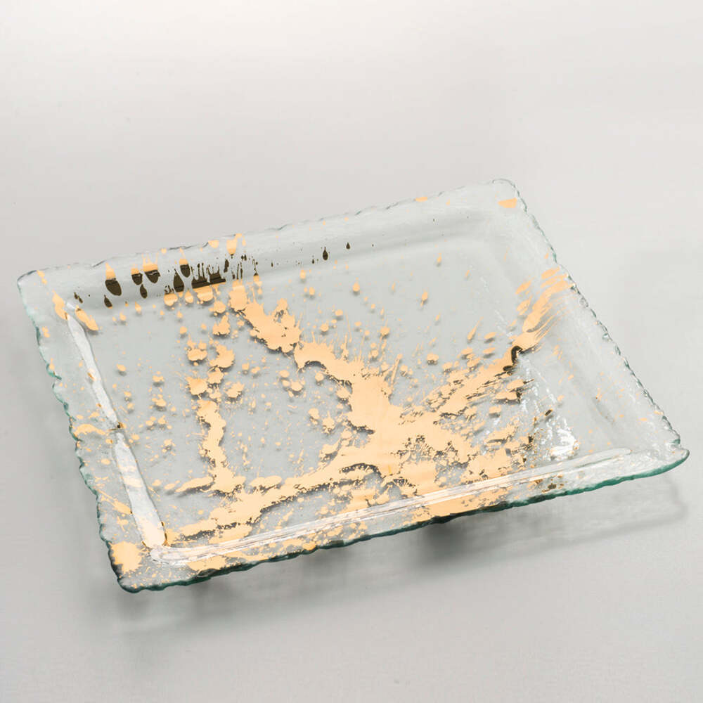 Jaxson 13" Gold Square Tray by Annieglass Additional Image -1